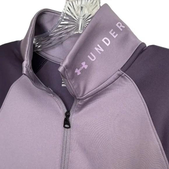 Under Armour Coldgear Quarter Zip Top Colorblock Lavender Plum Womens Size Large - Picture 5 of 15